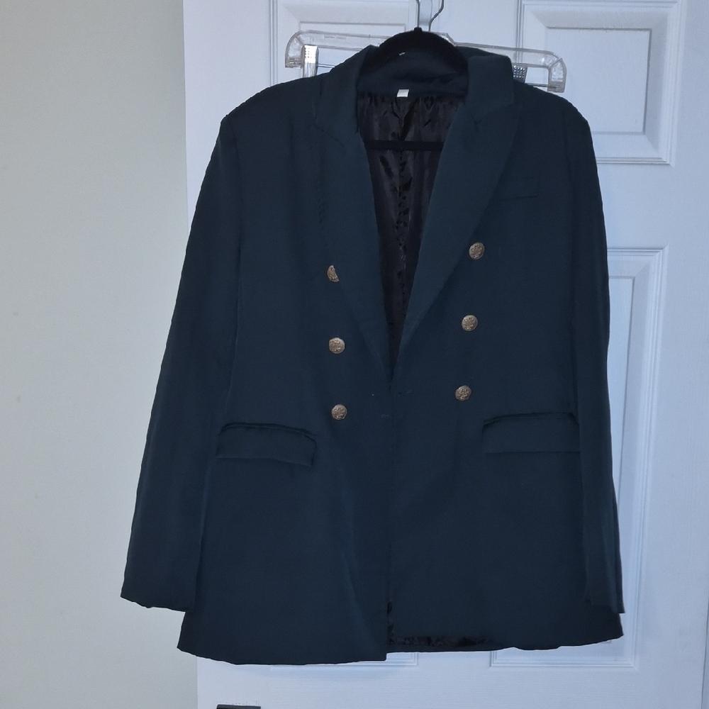 SHEIN Dark Green Blazer with Gold Buttons
